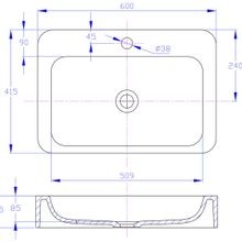 iStone Soft Rectangle Basin 600 x 415mm Gloss White gallery detail image