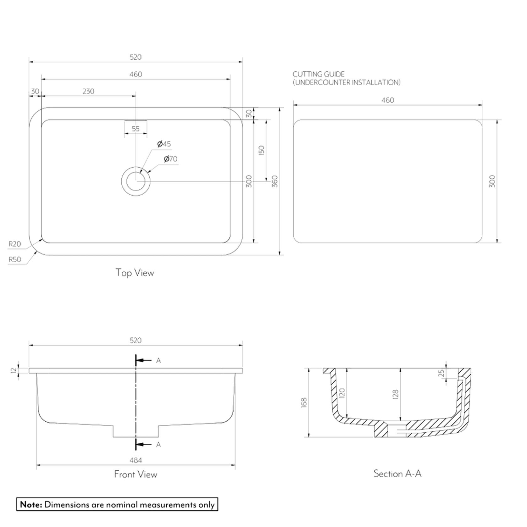 Zuri Rectangle Undercounter Basin gallery detail image