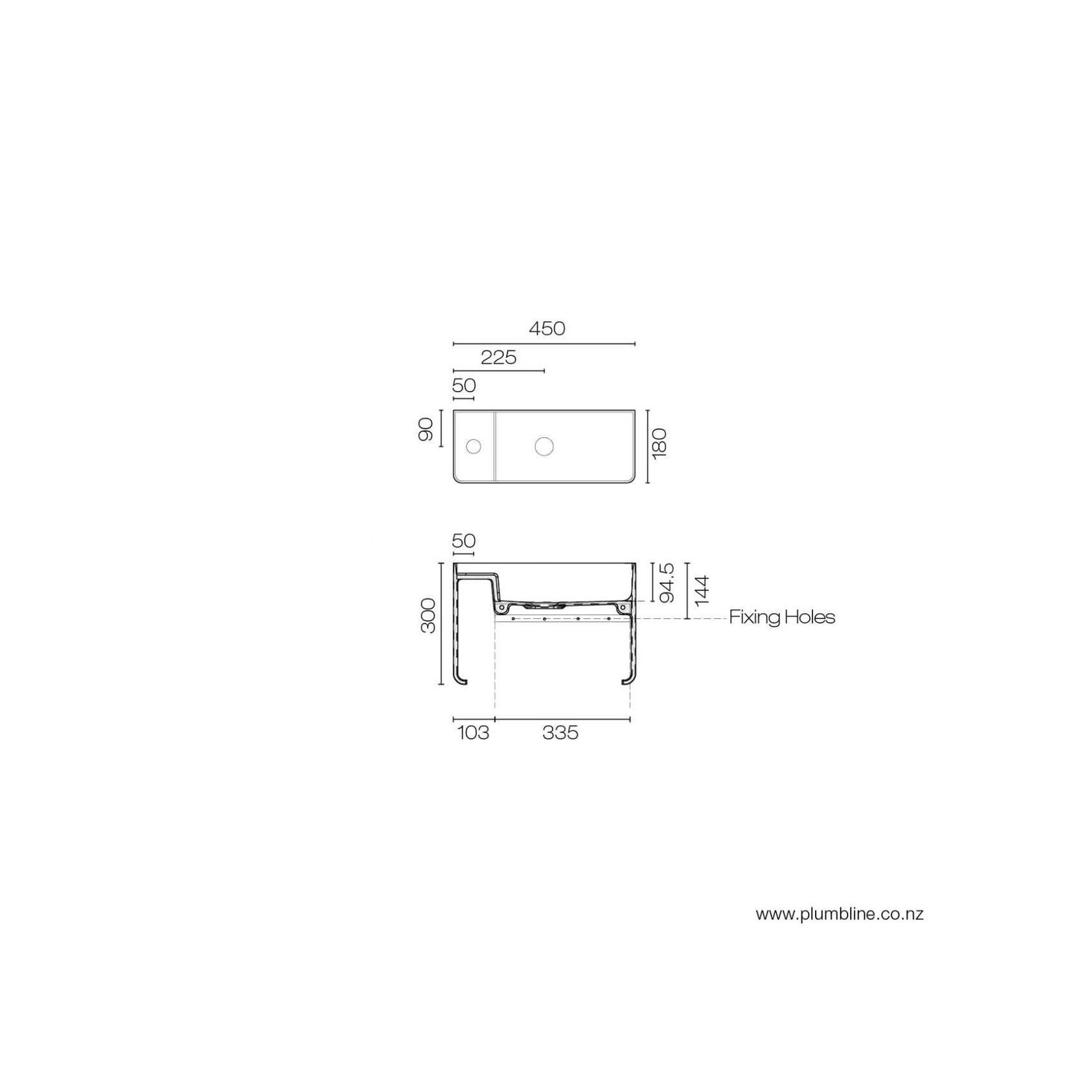 Lavamani 45 Rectangular Wall Basin gallery detail image