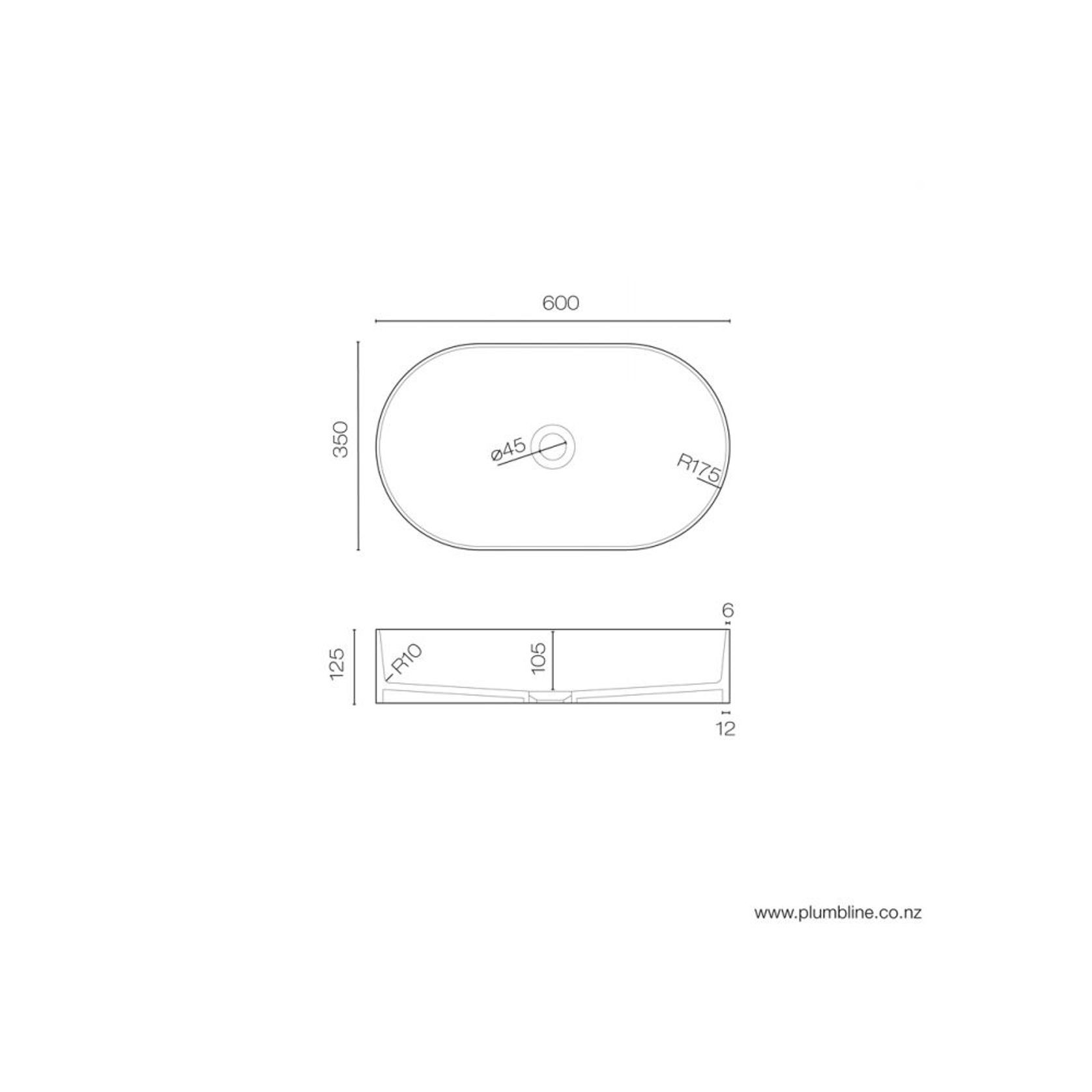 Super-Thin 600 Pill Oval Vessel Basin gallery detail image