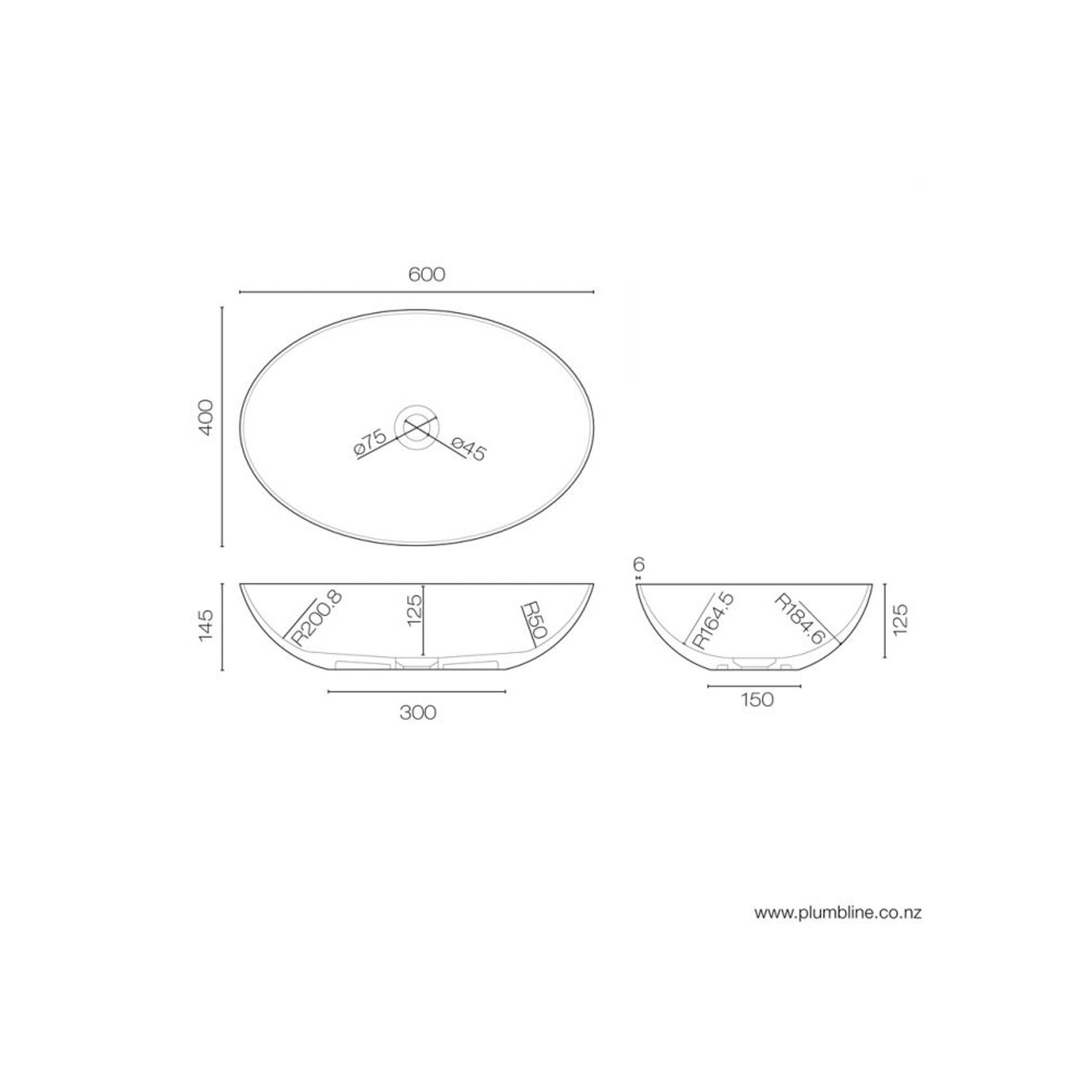 Super-Thin Oval Vessel Basin Solid Surface gallery detail image