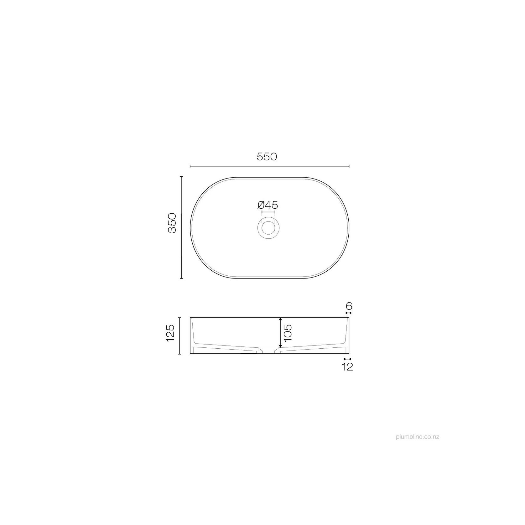 Super-Thin 550 Pill Oval Vessel Basin gallery detail image