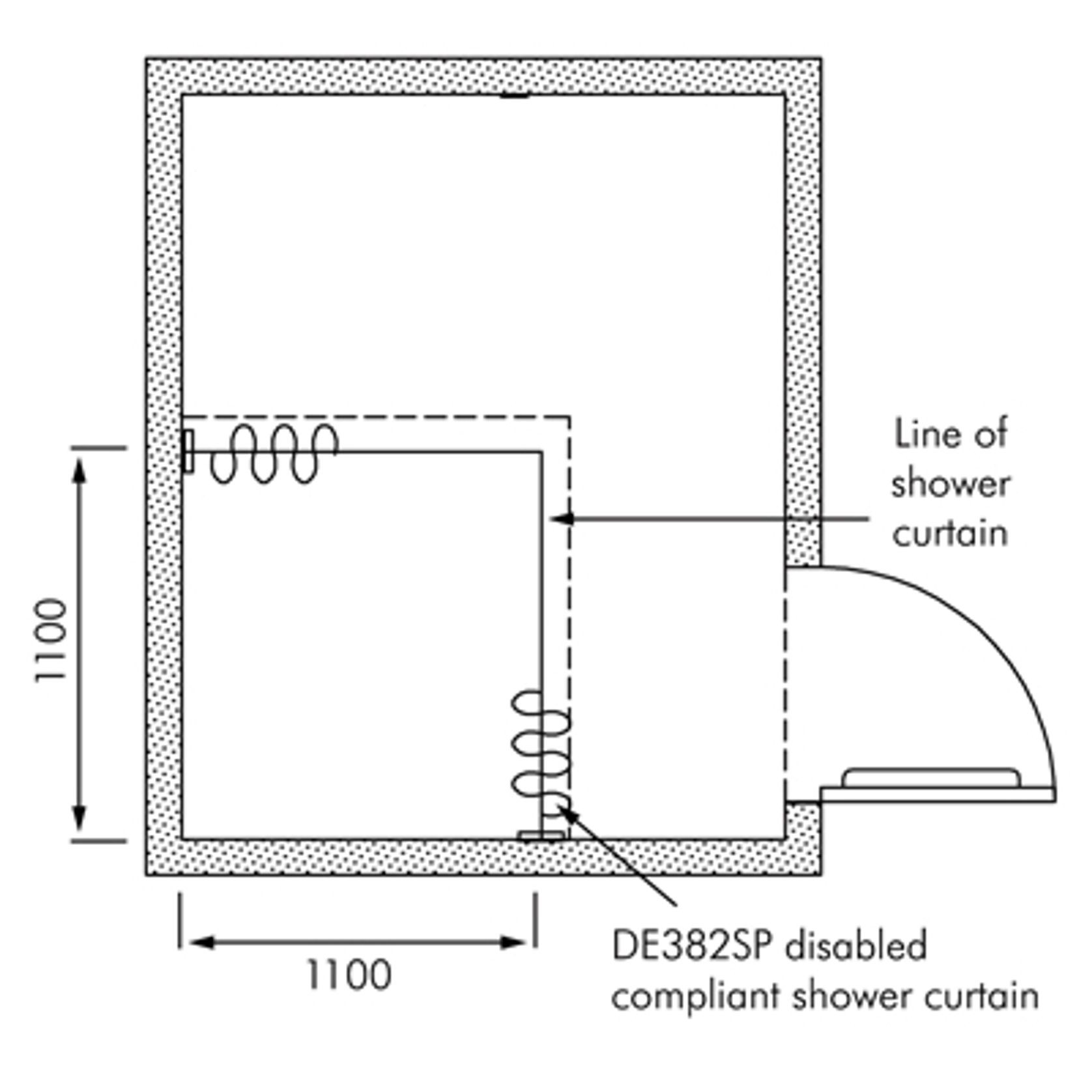 Delabie Accessible Corner Shower Curtain Rail Kit gallery detail image