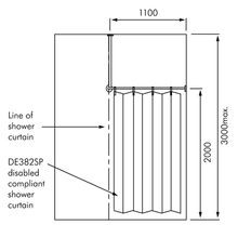 Delabie Accessible Corner Shower Curtain Rail Kit gallery detail image