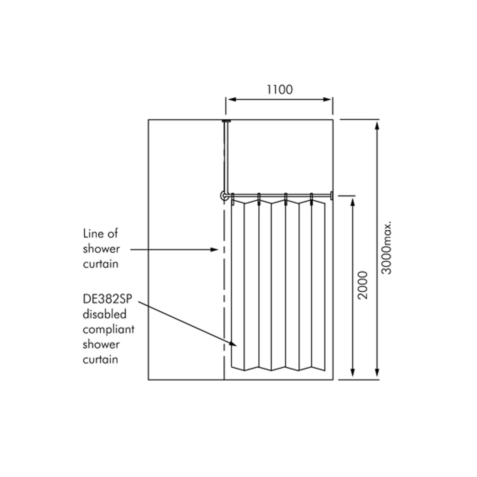 Delabie Accessible Corner Shower Curtain Rail Kit gallery detail image