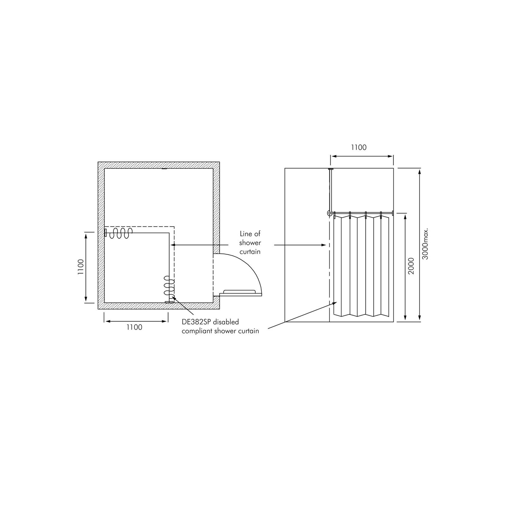 White PVC Shower Curtain - 1800 x 1800 gallery detail image