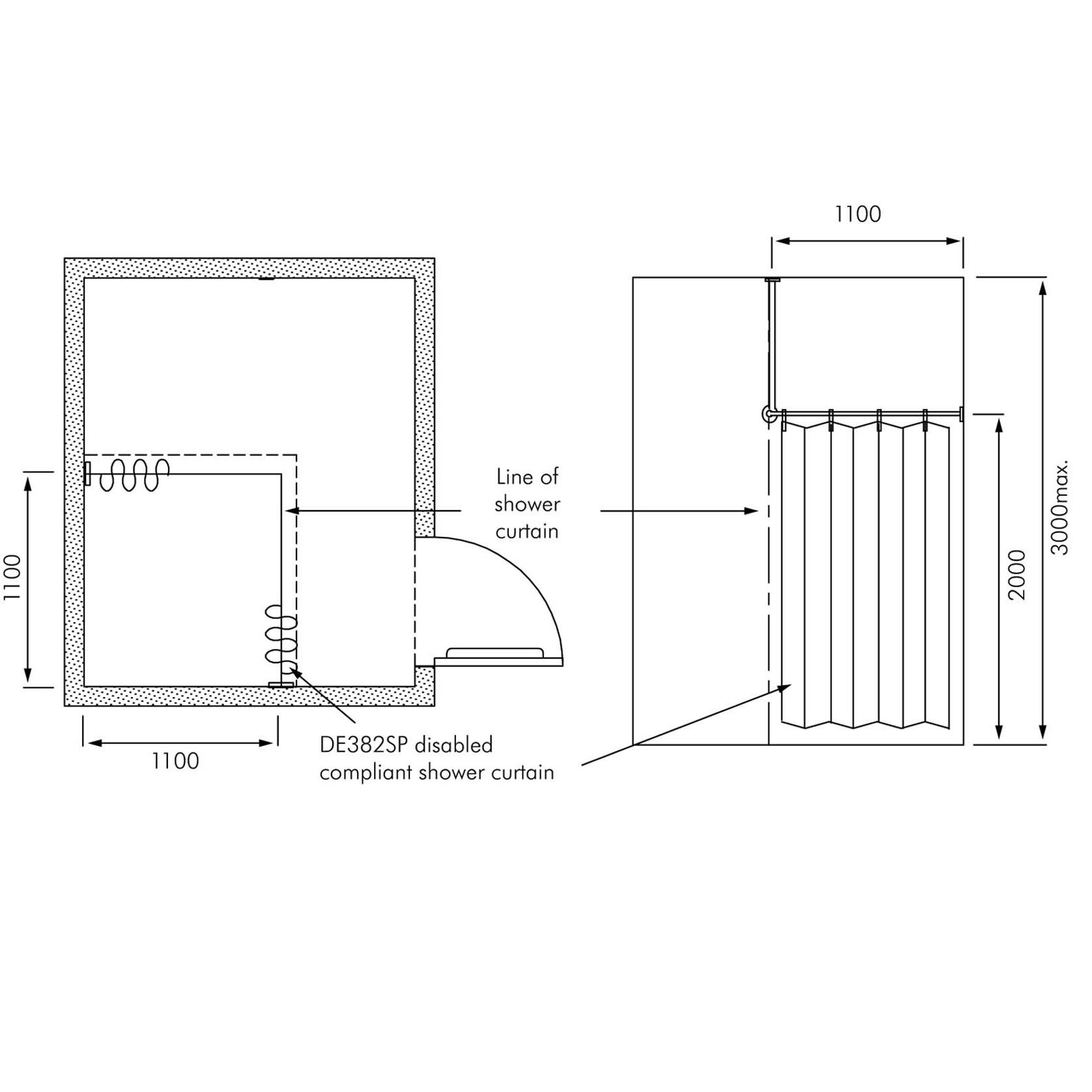 White PVC Shower Curtain  - 1800 x 1800 gallery detail image