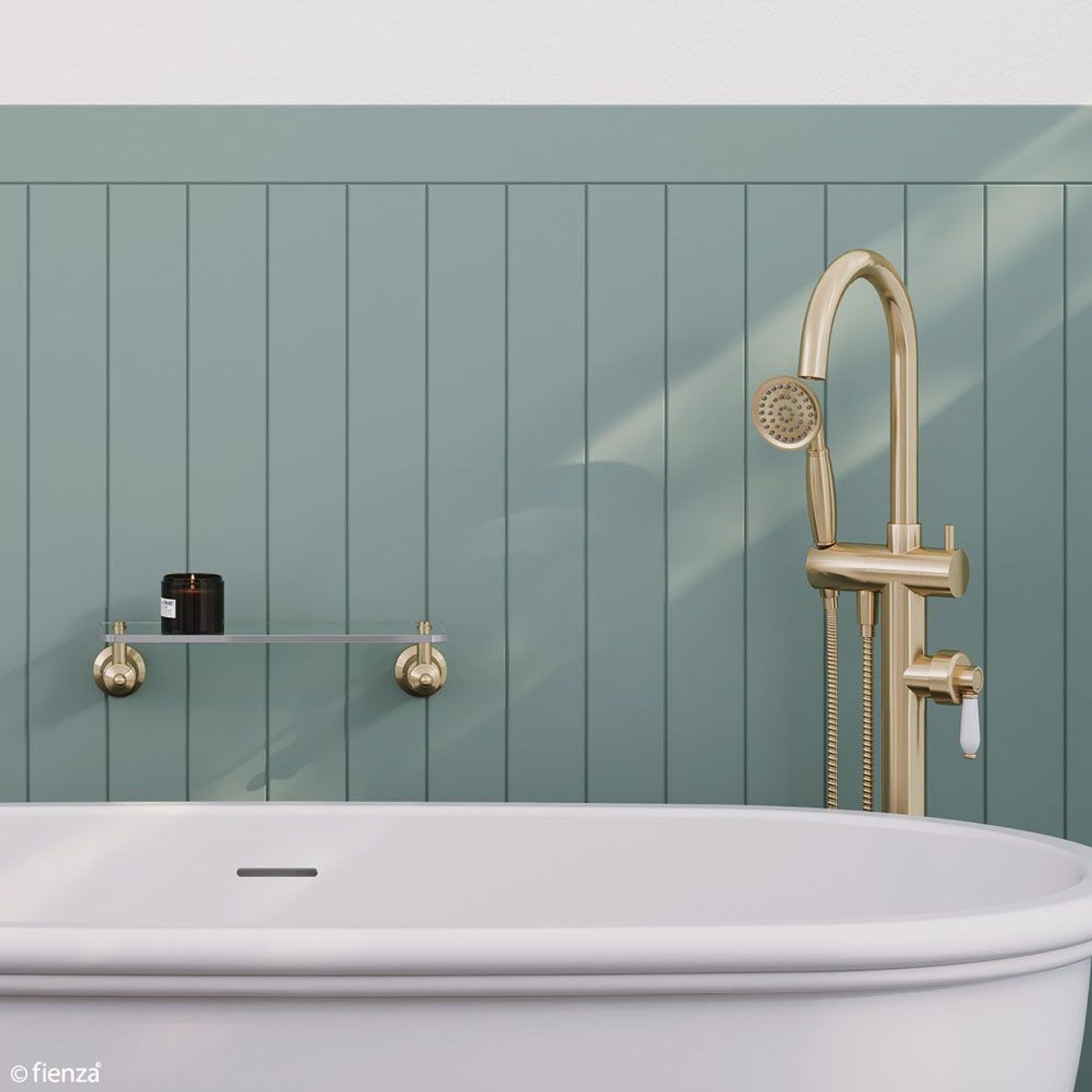 * Eleanor Floor Mixer & Shower with Ceramic Handle gallery detail image
