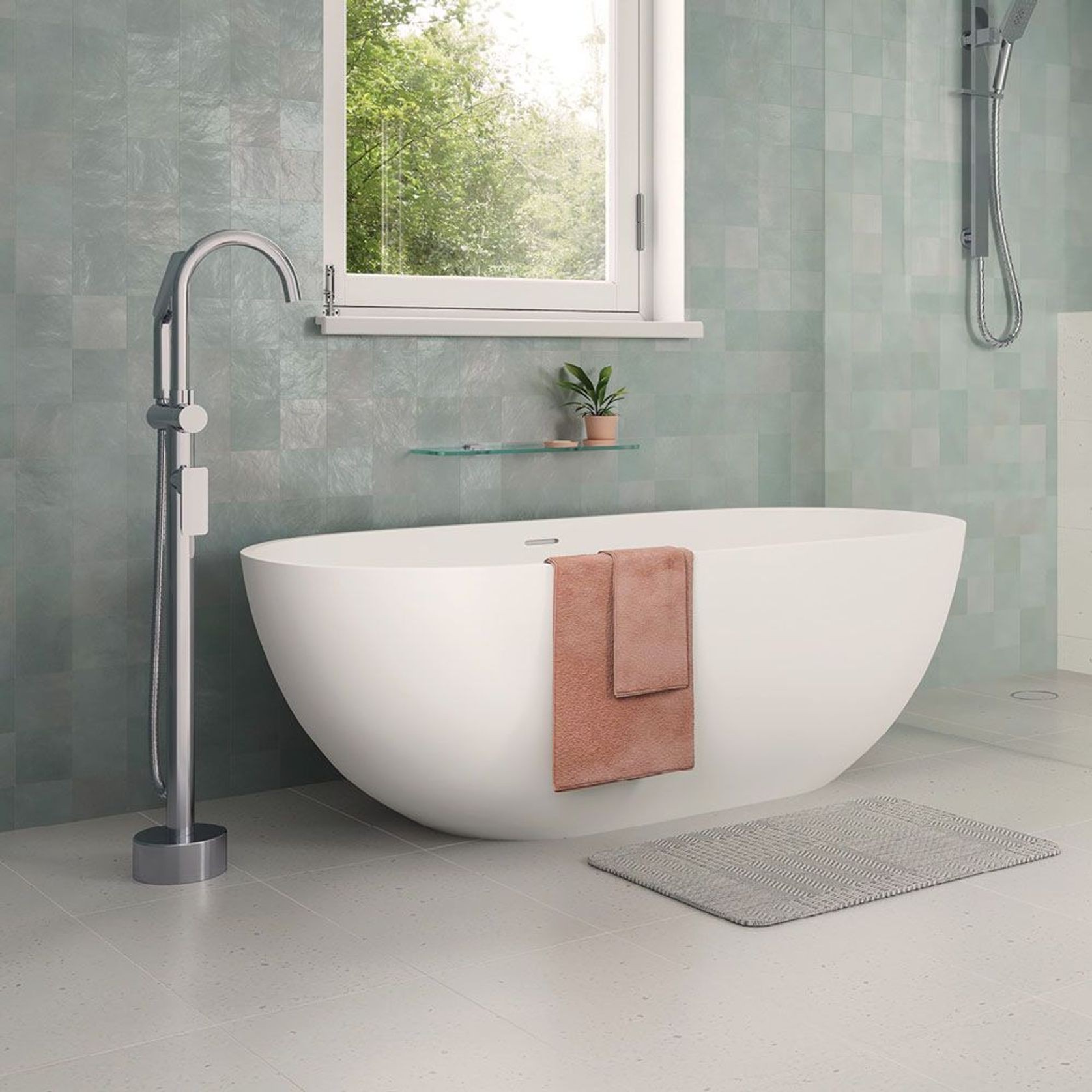 Tono Floor Mounted Bath Mixer with Hand Shower gallery detail image