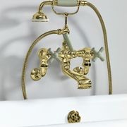 The Water Monopoly - Rockwell Wall-Mounted Bath Mixer With Handshower & Metal/Coloured Crosshead Taps gallery detail image