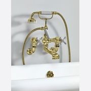 The Water Monopoly - Rockwell Wall-Mounted Bath Mixer With Handshower & Metal/Coloured Crosshead Taps gallery detail image