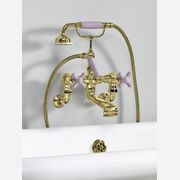 The Water Monopoly - Rockwell Wall-Mounted Bath Mixer With Handshower & Metal/Coloured Crosshead Taps gallery detail image