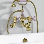 The Water Monopoly - Rockwell Wall-Mounted Bath Mixer With Handshower & Metal/Coloured Crosshead Taps gallery detail image