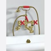 The Water Monopoly - Rockwell Wall-Mounted Bath Mixer With Handshower & Metal/Coloured Crosshead Taps gallery detail image