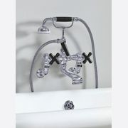 The Water Monopoly - Rockwell Wall-Mounted Bath Mixer With Handshower & Metal/Coloured Crosshead Taps gallery detail image