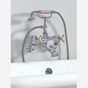 The Water Monopoly - Rockwell Wall-Mounted Bath Mixer With Handshower & Metal/Coloured Crosshead Taps gallery detail image