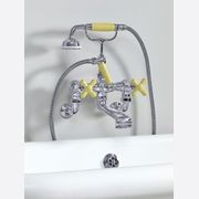 The Water Monopoly - Rockwell Wall-Mounted Bath Mixer With Handshower & Metal/Coloured Crosshead Taps gallery detail image