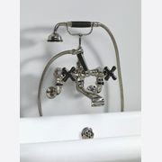 The Water Monopoly - Rockwell Wall-Mounted Bath Mixer With Handshower & Metal/Coloured Crosshead Taps gallery detail image
