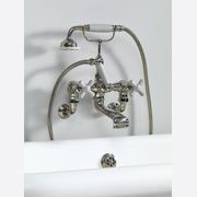 The Water Monopoly - Rockwell Wall-Mounted Bath Mixer With Handshower & Metal/Coloured Crosshead Taps gallery detail image