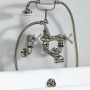 The Water Monopoly - Rockwell Wall-Mounted Bath Mixer With Handshower & Metal/Coloured Crosshead Taps gallery detail image