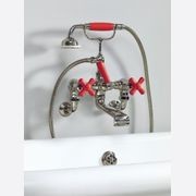 The Water Monopoly - Rockwell Wall-Mounted Bath Mixer With Handshower & Metal/Coloured Crosshead Taps gallery detail image
