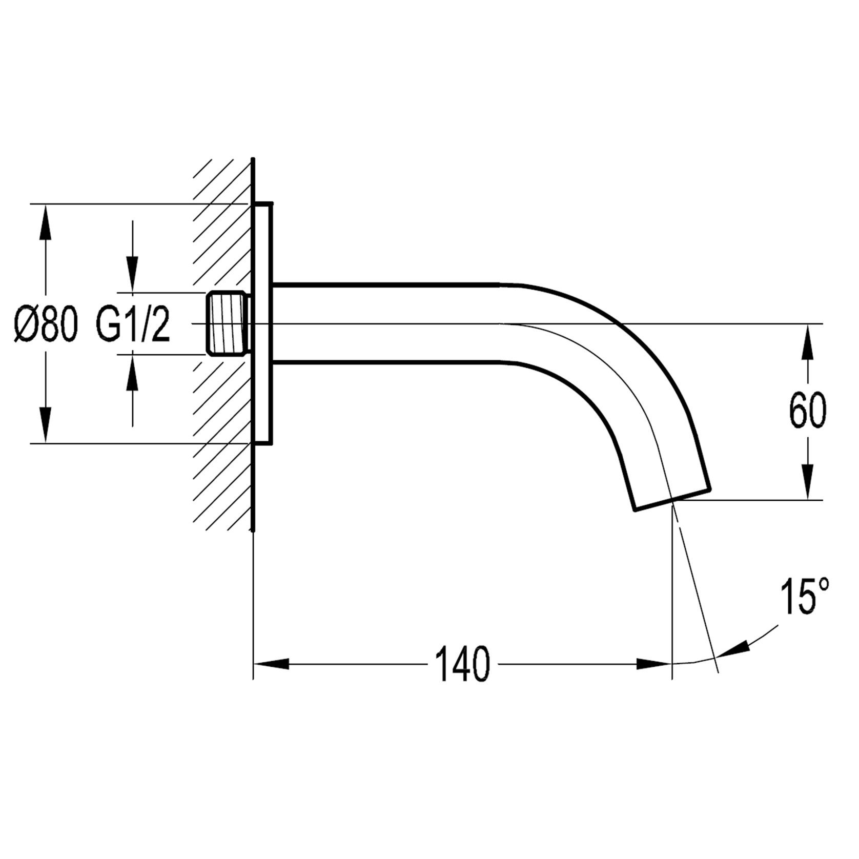 Carbon Wall Mounted Short Bath Spout Satin Black gallery detail image