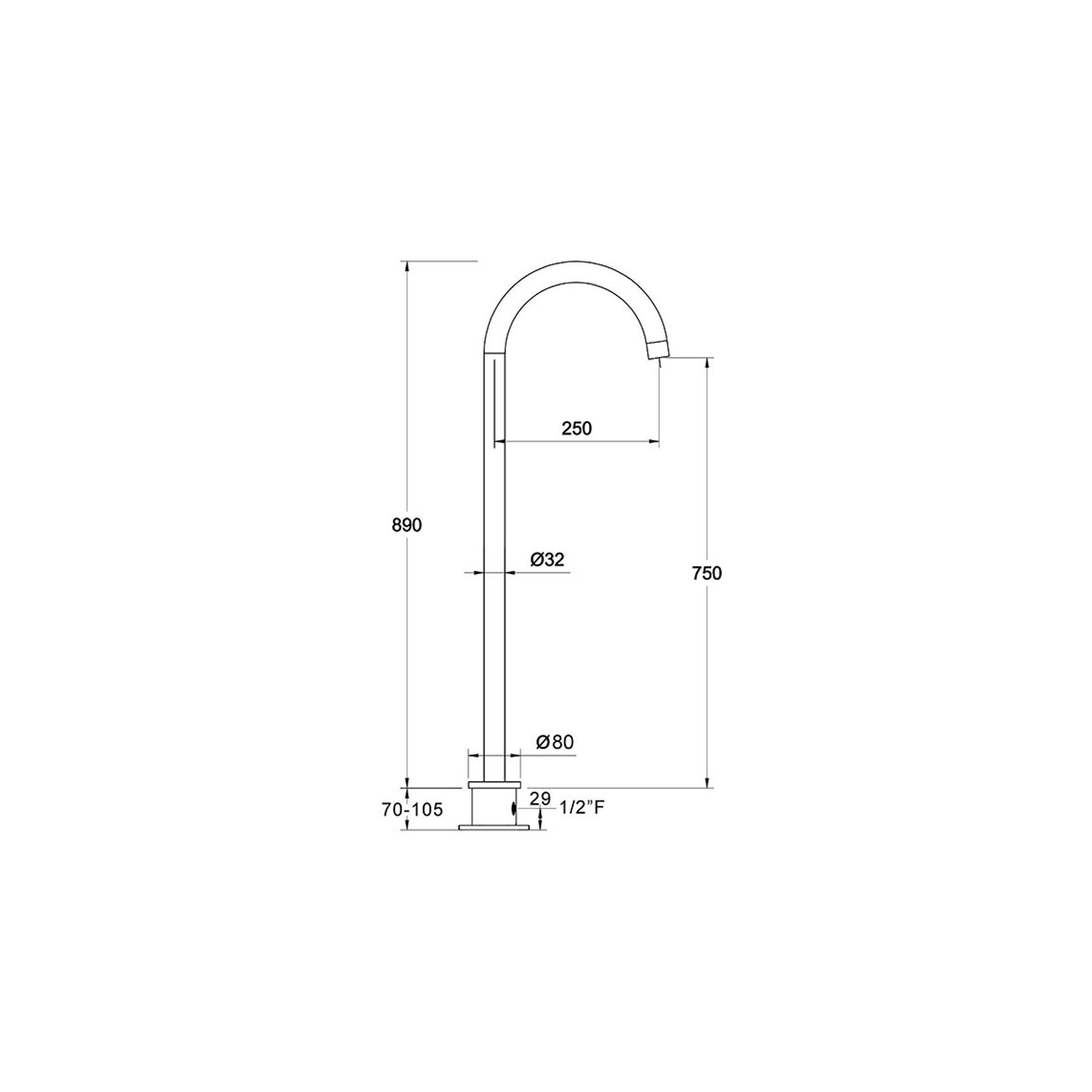 Carbon Floor Mounted Bath Spout Satin Black gallery detail image