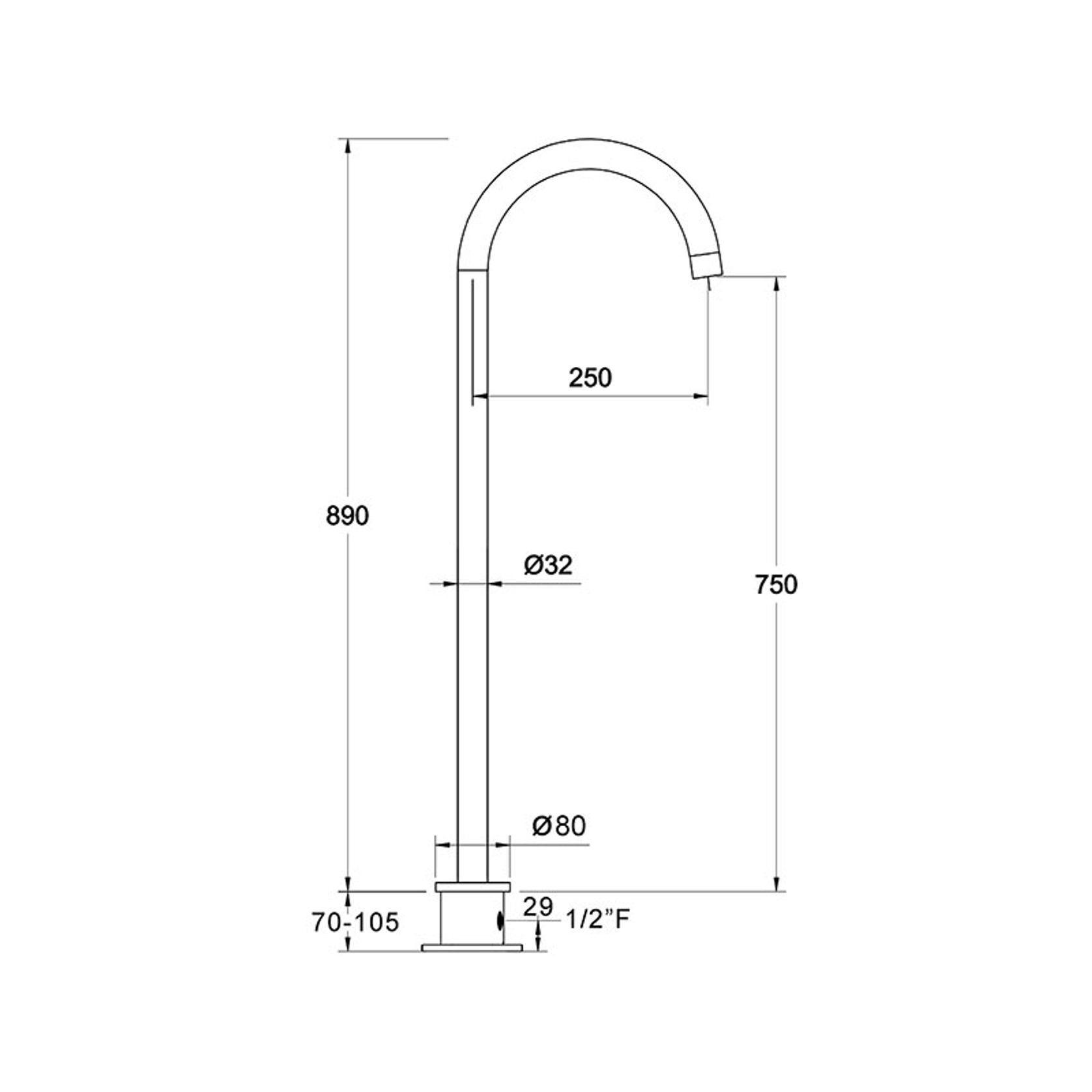 Carbon Floor Mounted Bath Spout Satin Black gallery detail image