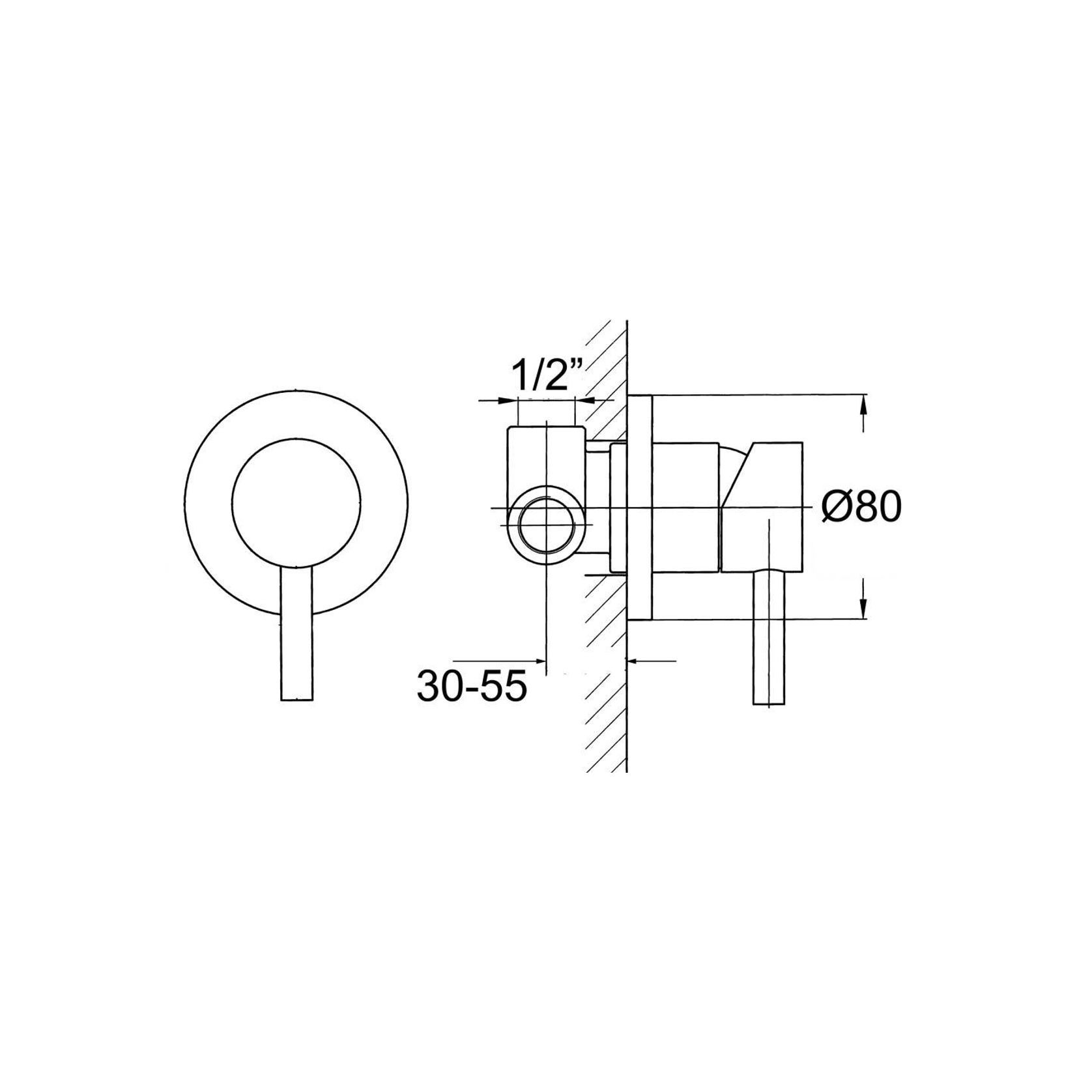 Carbon Round Shower/Bath Mixer Satin Black gallery detail image