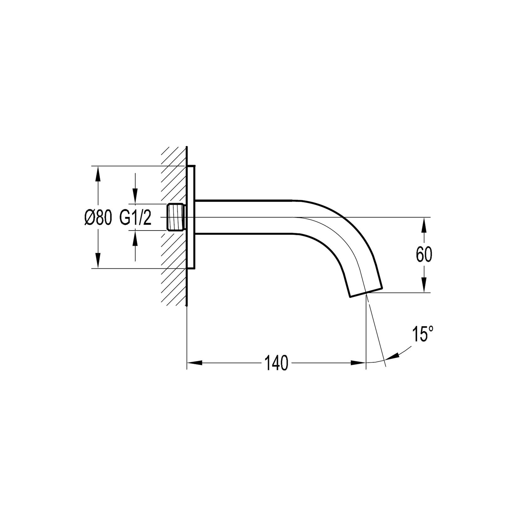 Elisa Wall Mounted Short Bath Spout Chrome gallery detail image