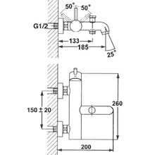 Elisa Wall Mounted Bath Mixer and Shower Set Chrome gallery detail image