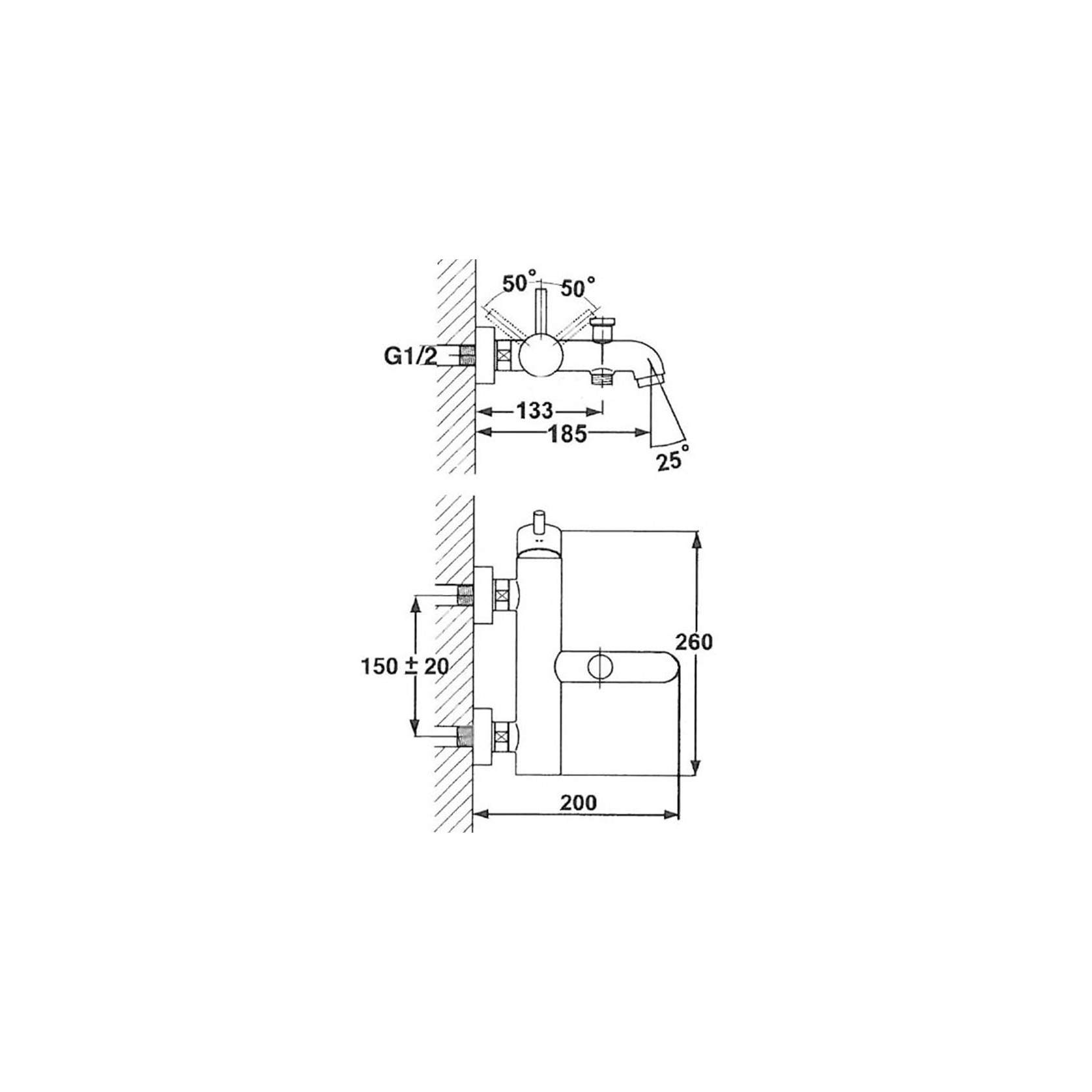 Elisa Wall Mounted Bath Mixer and Shower Set Chrome gallery detail image