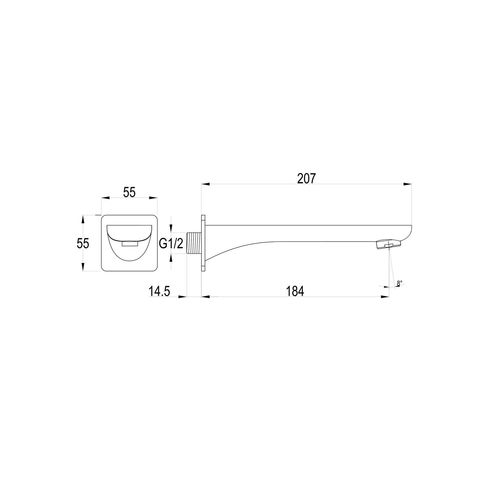 Flint Wall Mounted Bath Spout Gun Metal gallery detail image