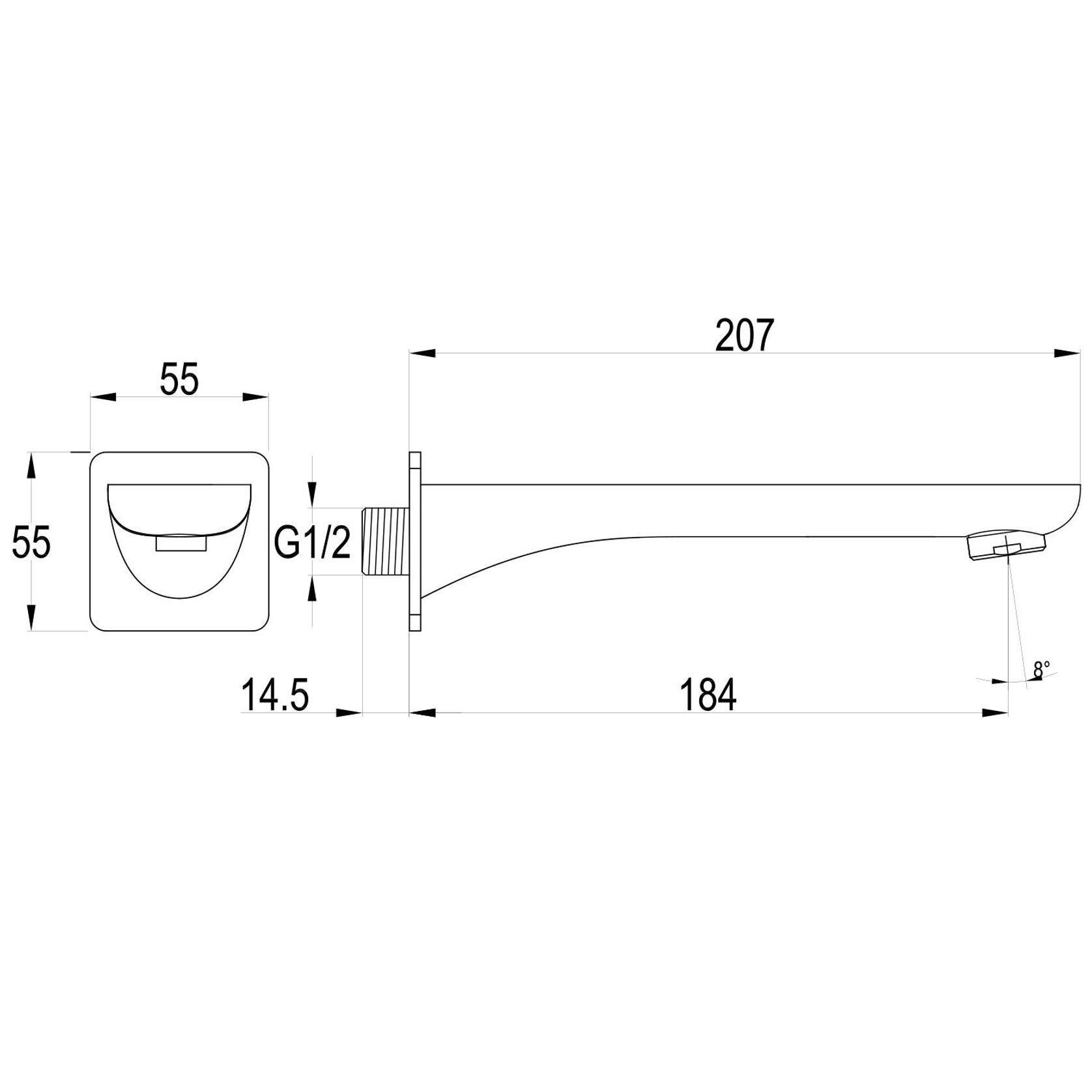 Flint Wall Mounted Bath Spout Gun Metal gallery detail image
