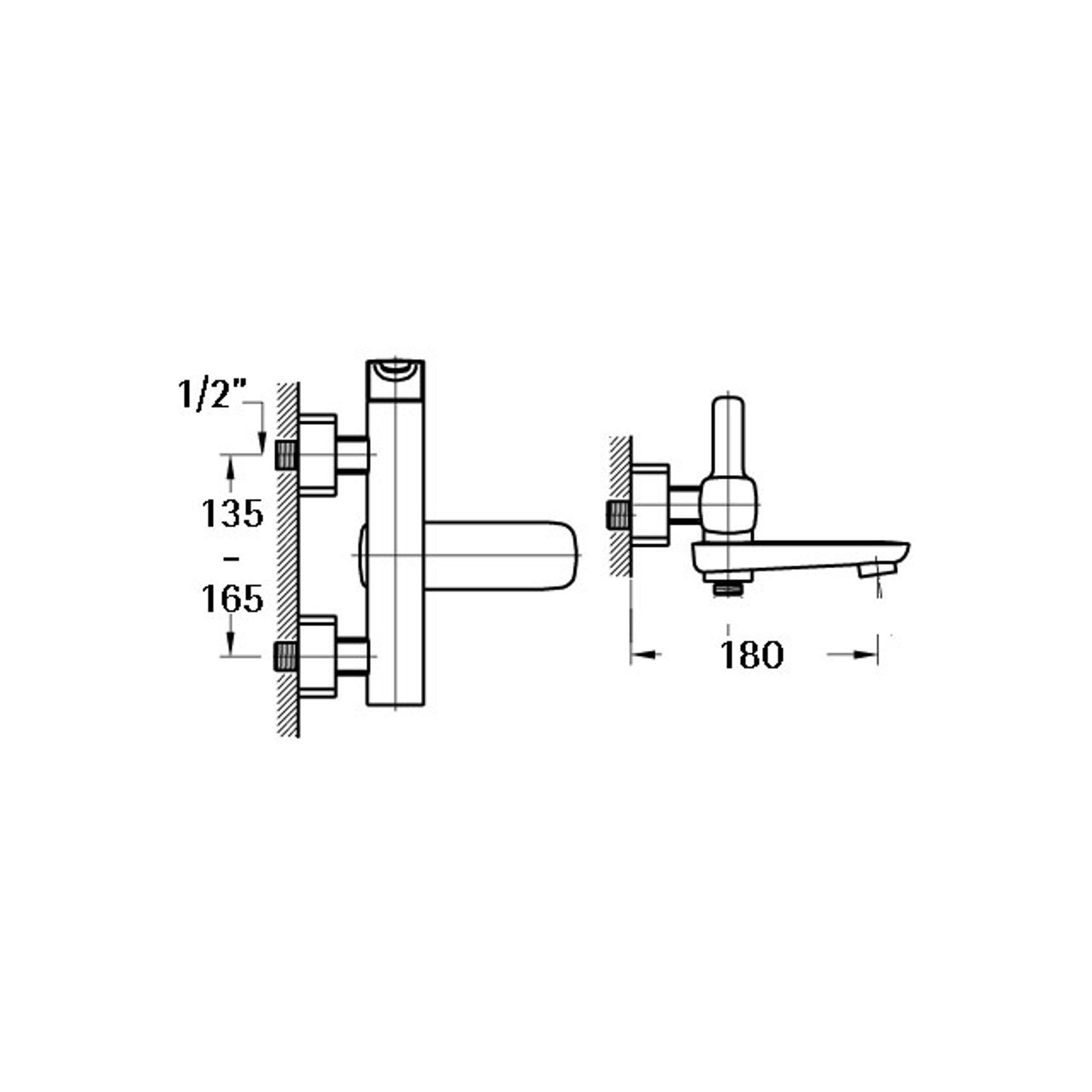 Modern Wall Mounted Bath Mixer and Shower Set Chrome gallery detail image