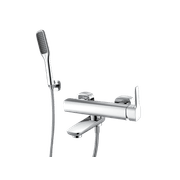 Modern Wall Mounted Bath Mixer and Shower Set Chrome gallery detail image