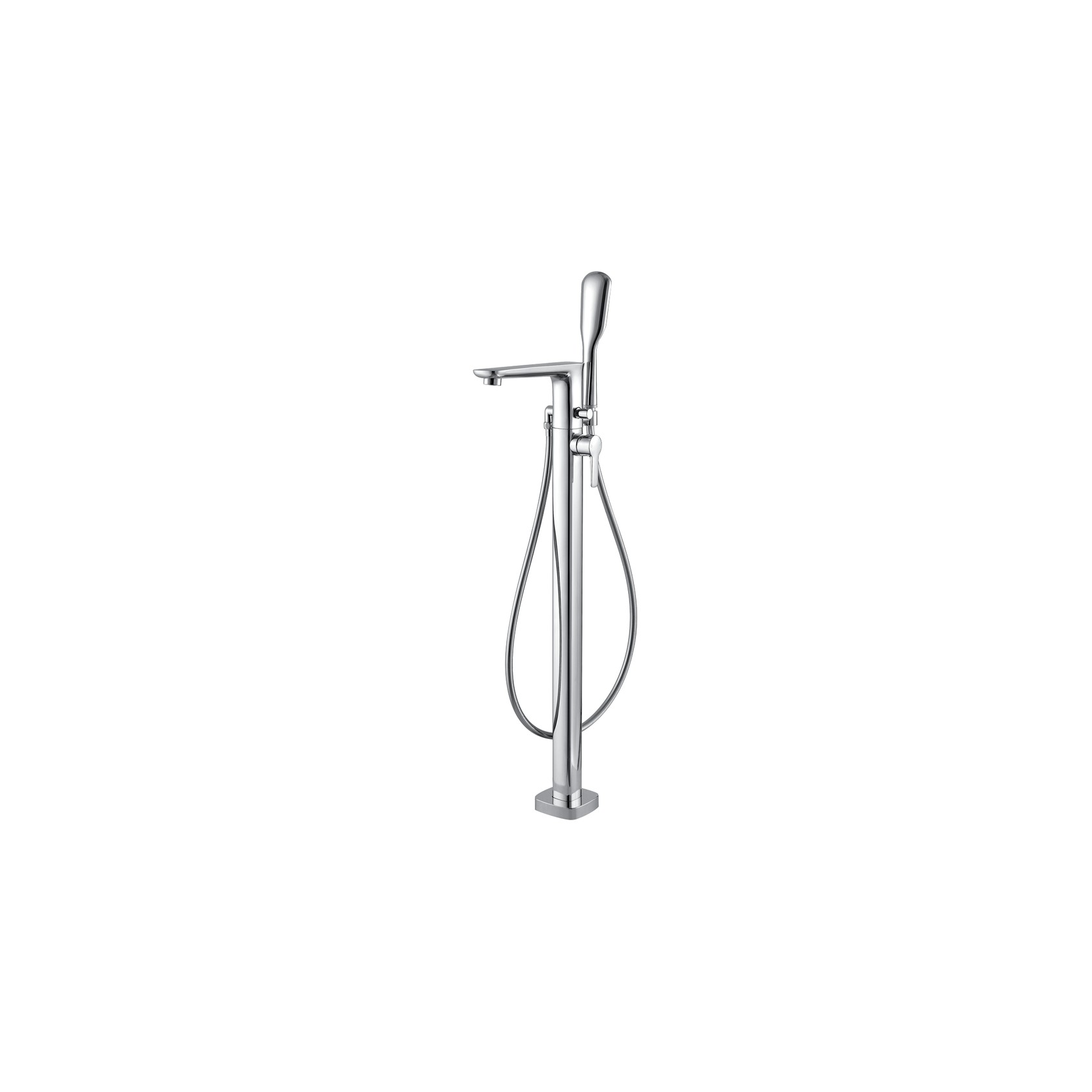 Modern Floor Mounted Bath Mixer and Shower Set Chrome gallery detail image