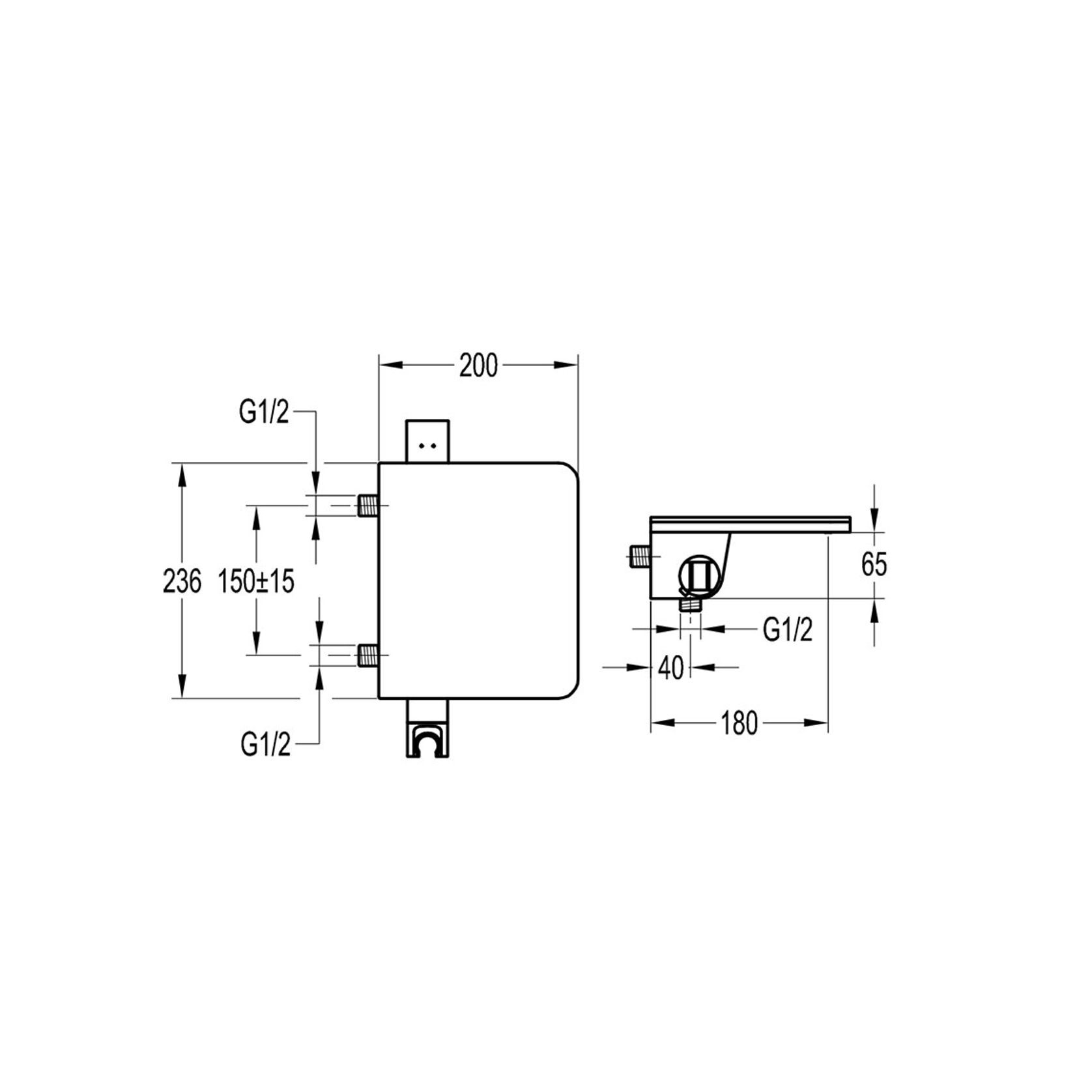 Modern Wall Mounted Bath Mixer and Shower Set Chrome gallery detail image