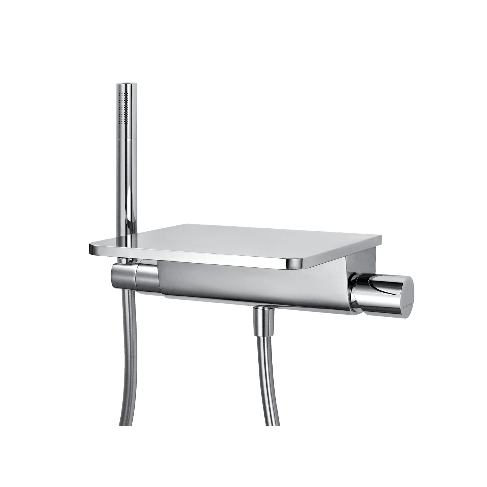 Modern Wall Mounted Bath Mixer and Shower Set Chrome gallery detail image