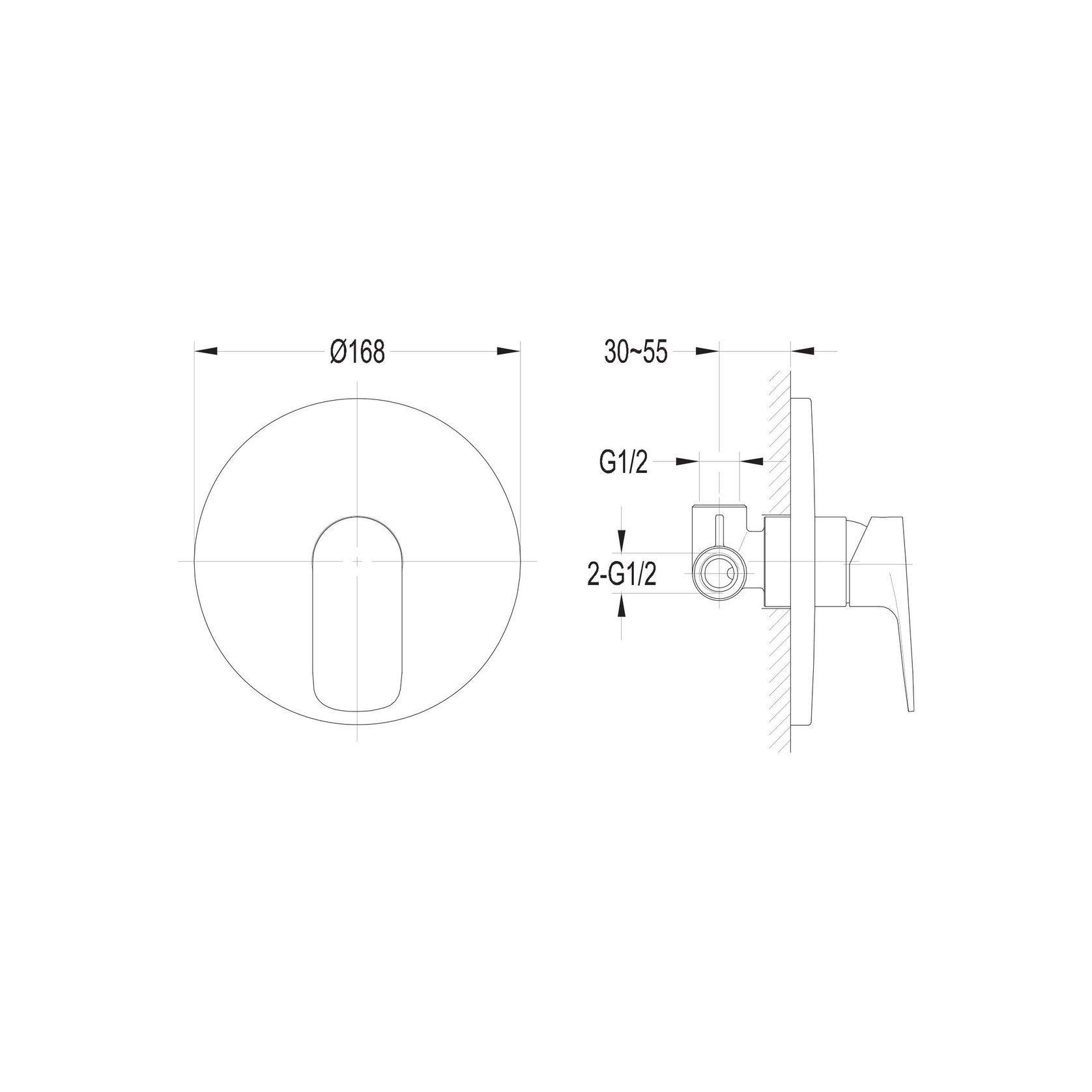 Modern Linea Shower/Bath Mixer Chrome (Round Faceplate) gallery detail image