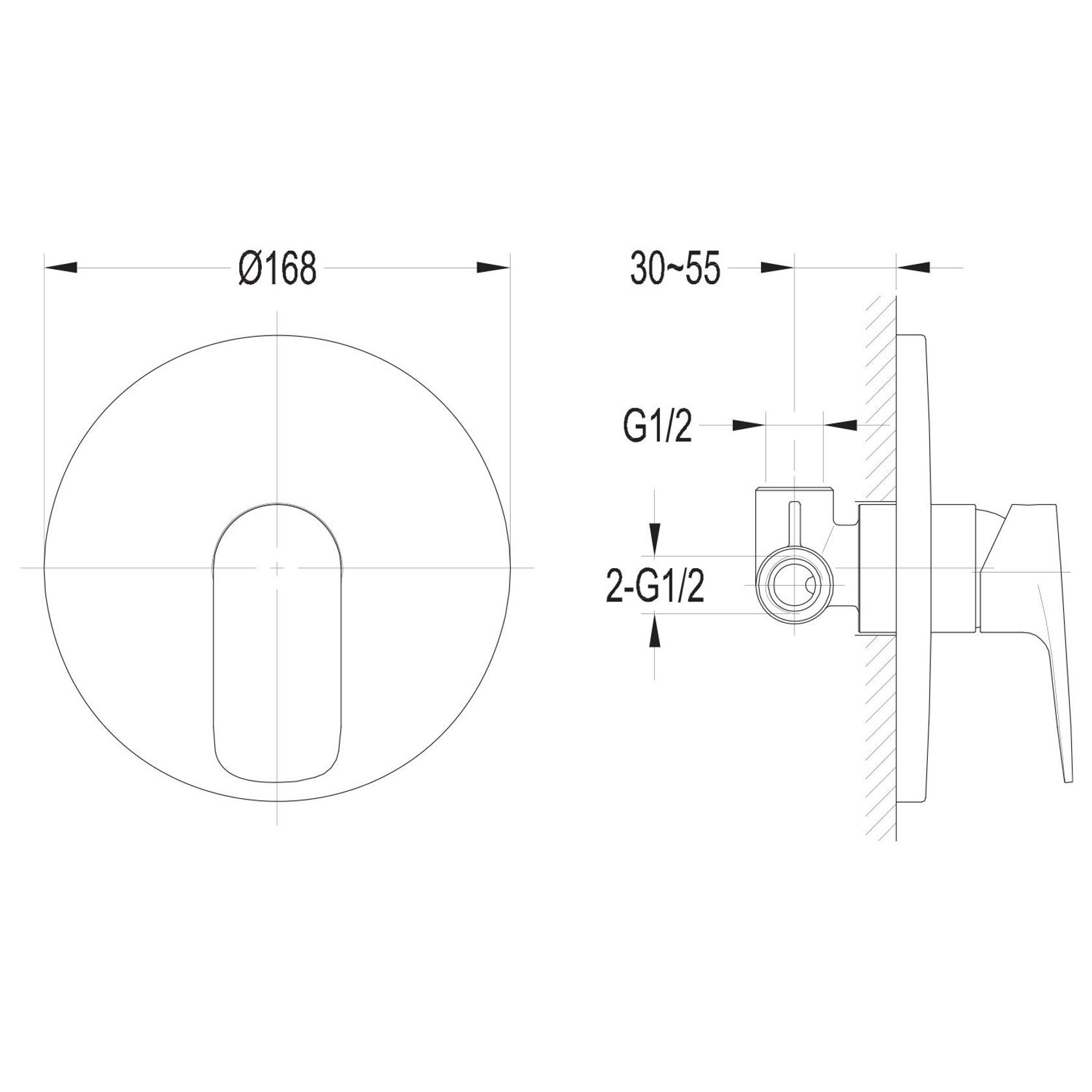 Modern Linea Shower/Bath Mixer Chrome (Round Faceplate) gallery detail image