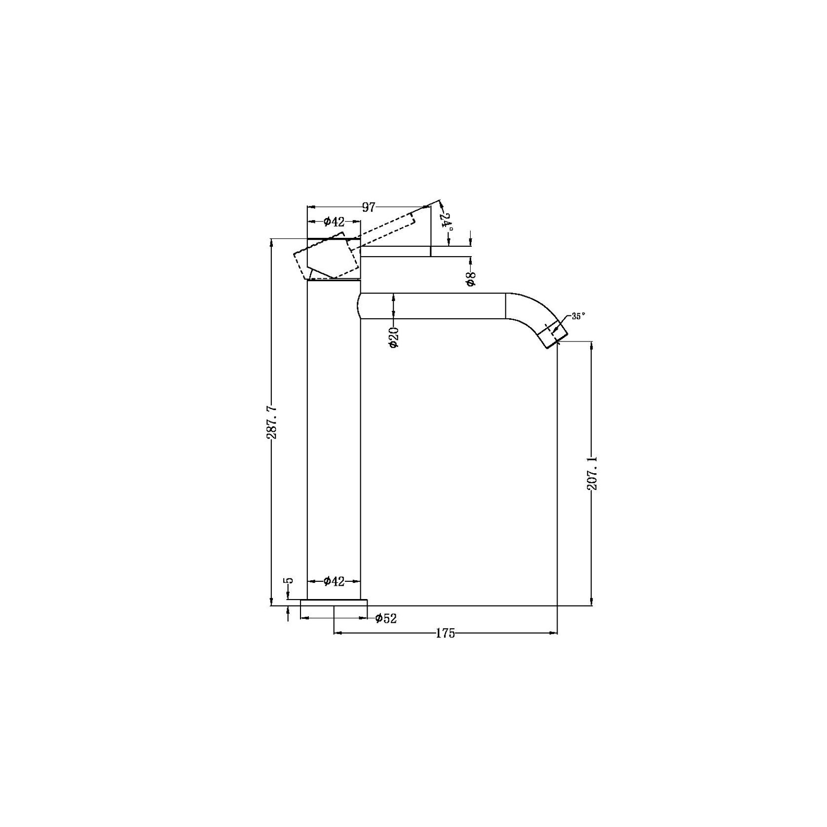 Zen SS316L Tall Basin Mixer | Graphite gallery detail image
