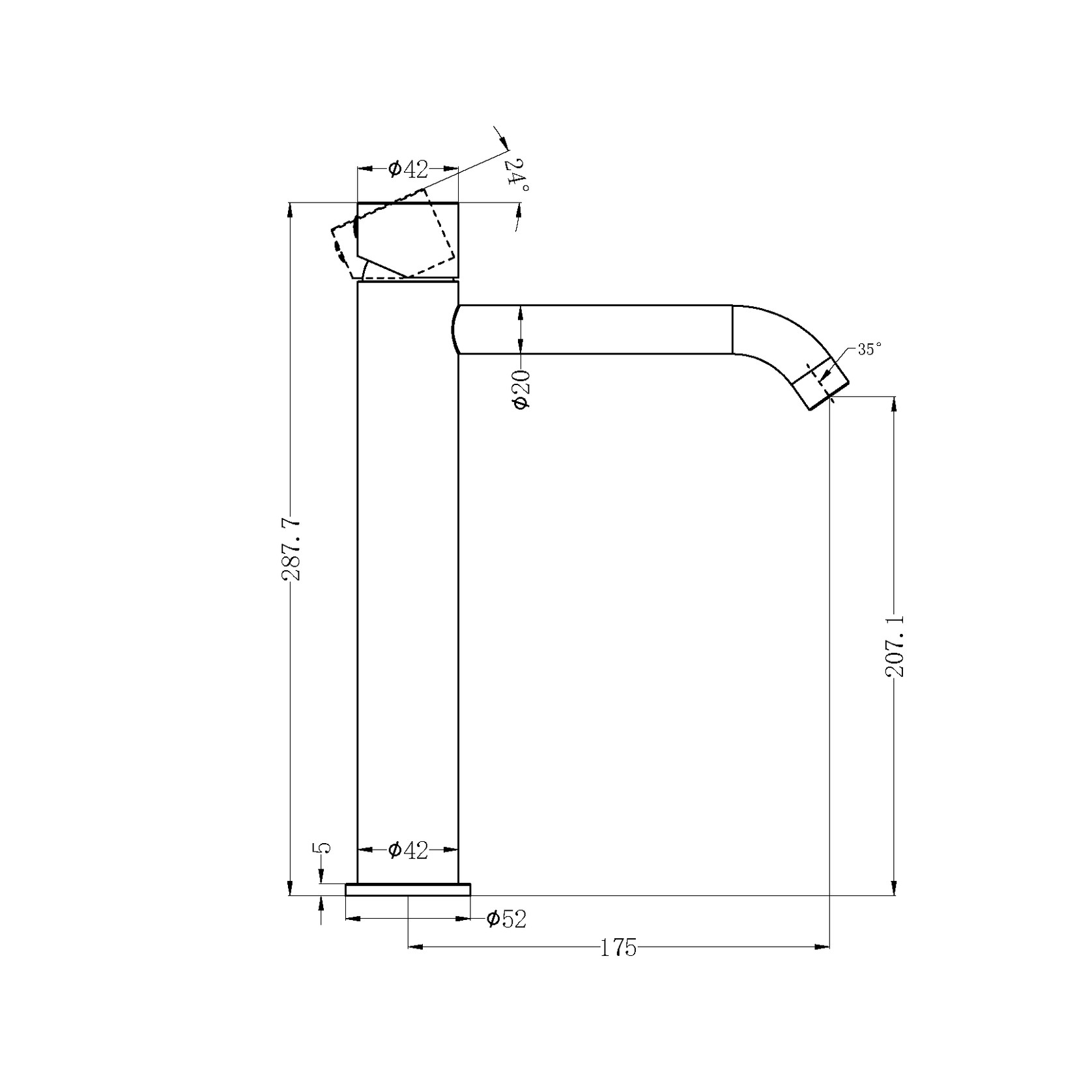 Zen SS316L Tall Basin Mixer Handless | Brushed Bronze gallery detail image