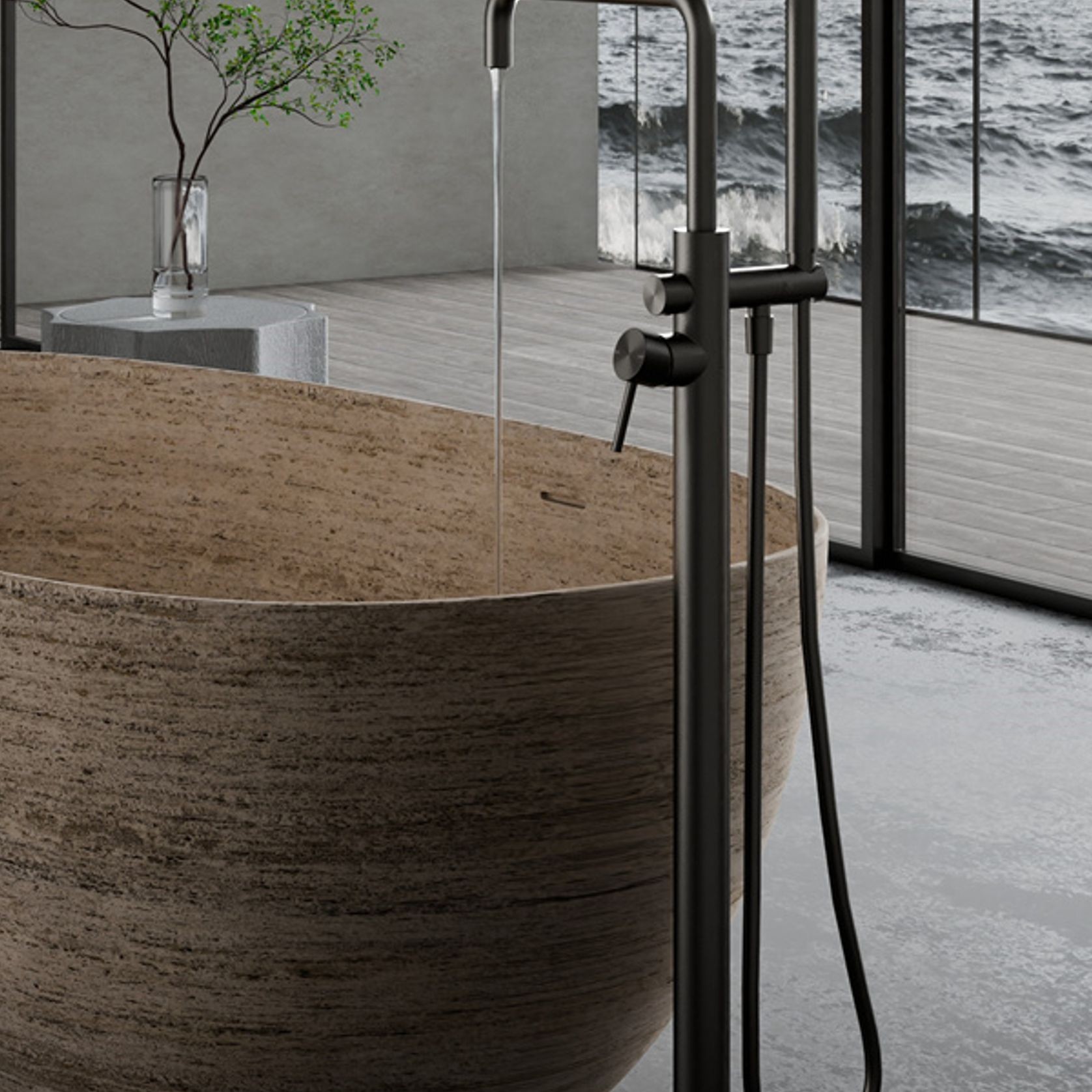 Zen SS316L Freestanding Bath Mixer | Graphite gallery detail image