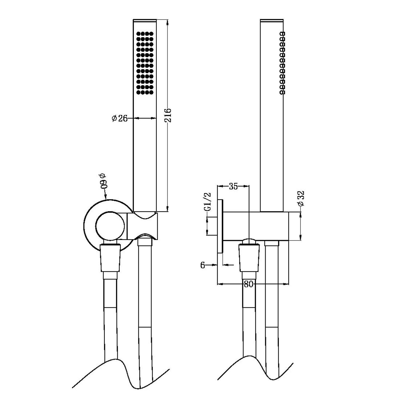Zen SS316L Shower On Bracket | Brushed Nickel gallery detail image