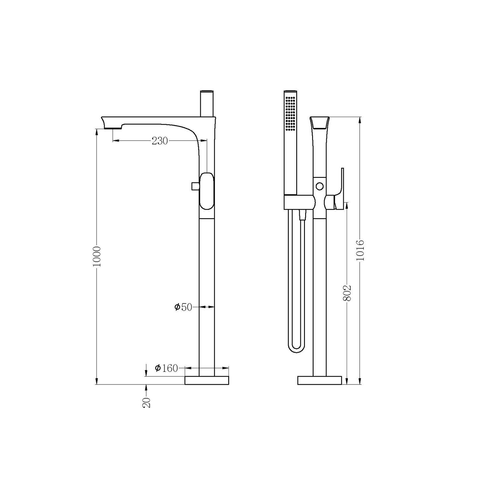 Bianca Bath Mixer & Hand Shower | Matte Black gallery detail image