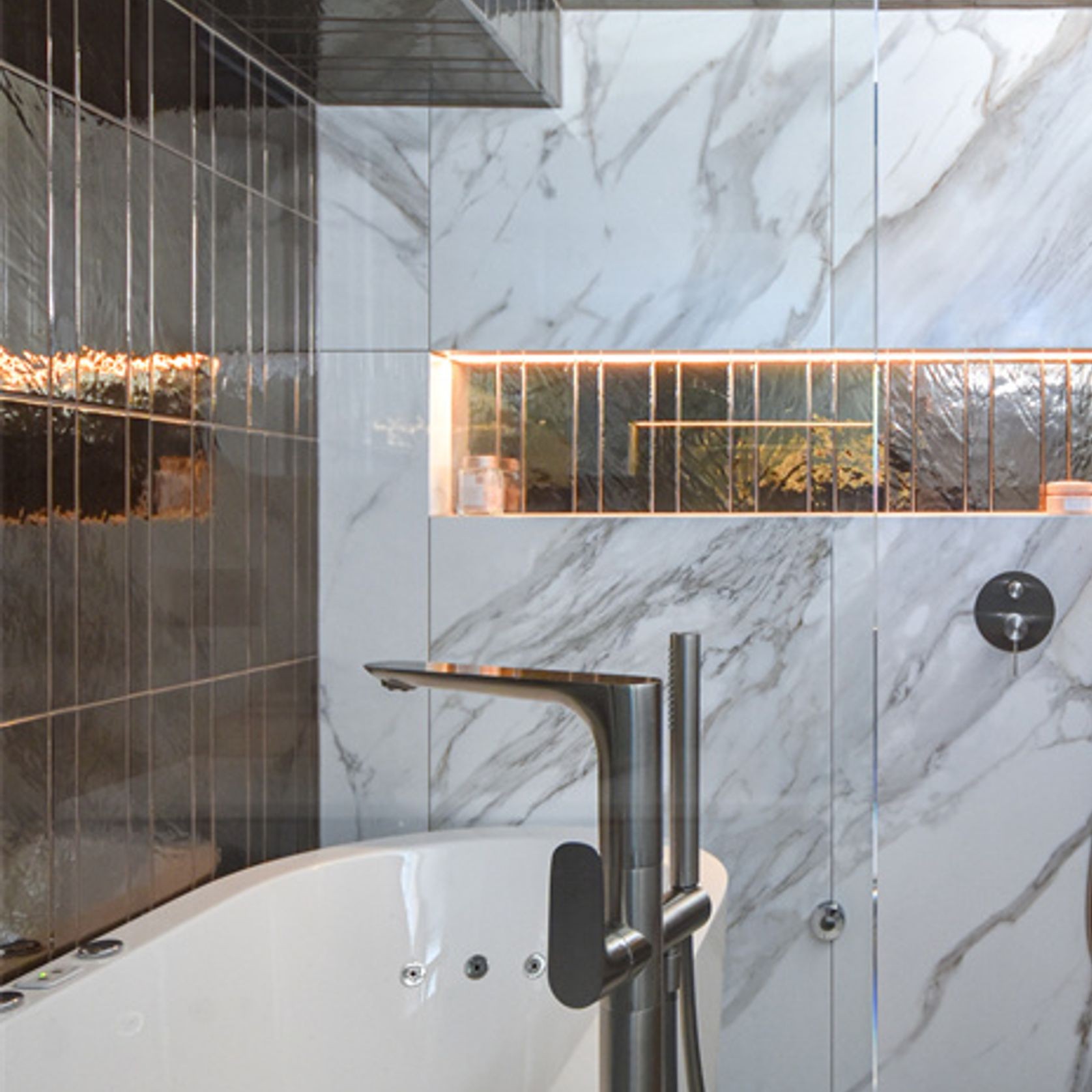 Bianca Bath Mixer & Hand Shower | Brushed Nickel gallery detail image