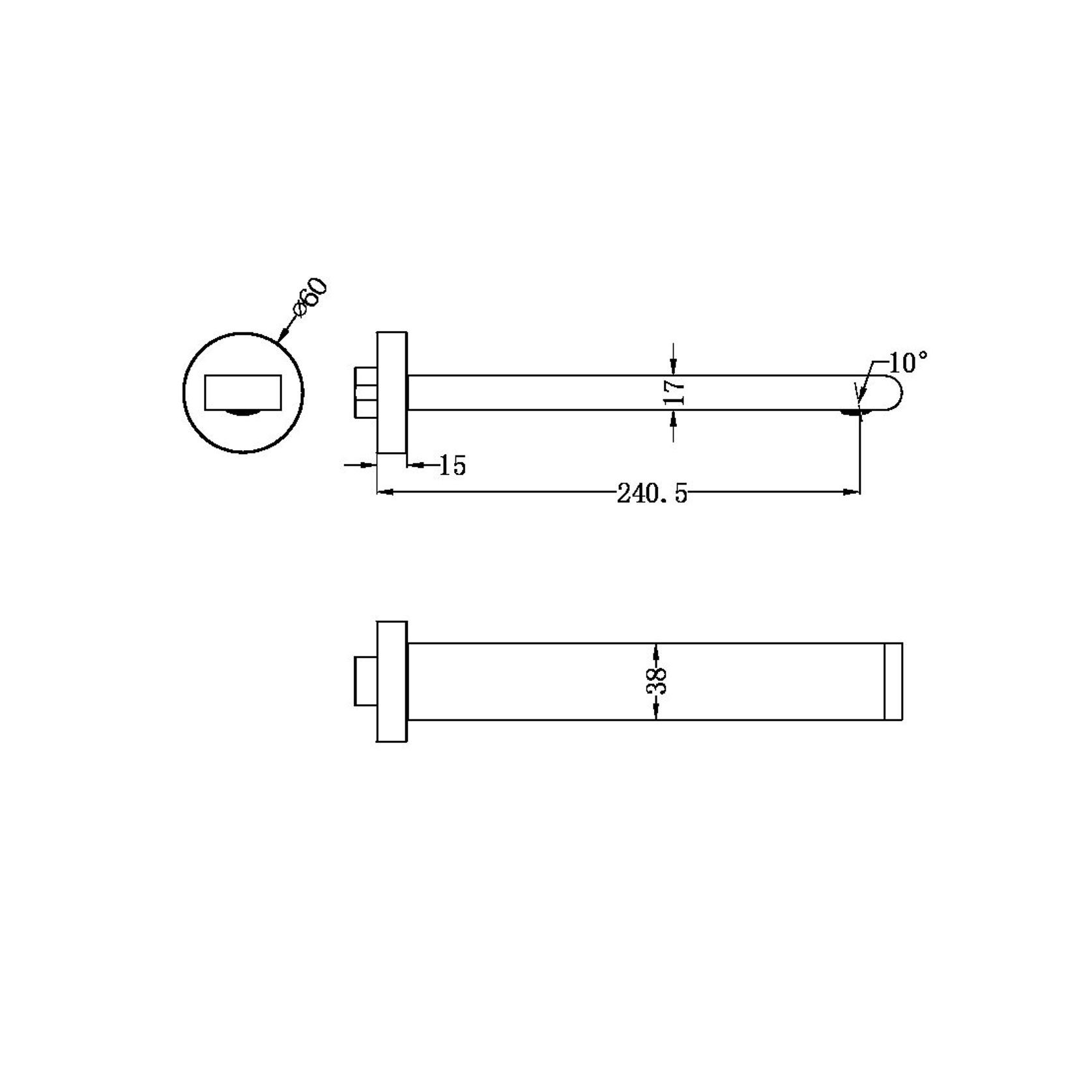 Bianca Fixed Bath Spout 240mm | Brushed Bronze gallery detail image