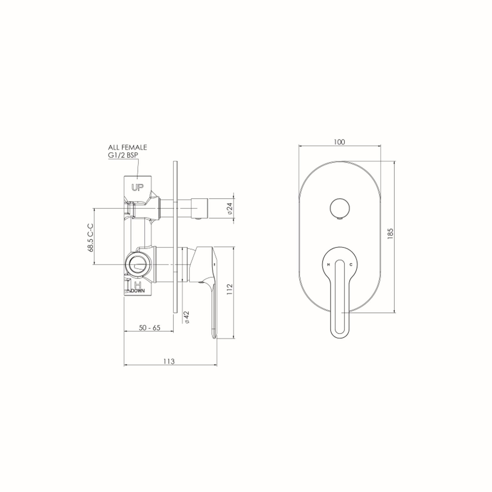 Slique Mains Pressure Diverter Mixer gallery detail image