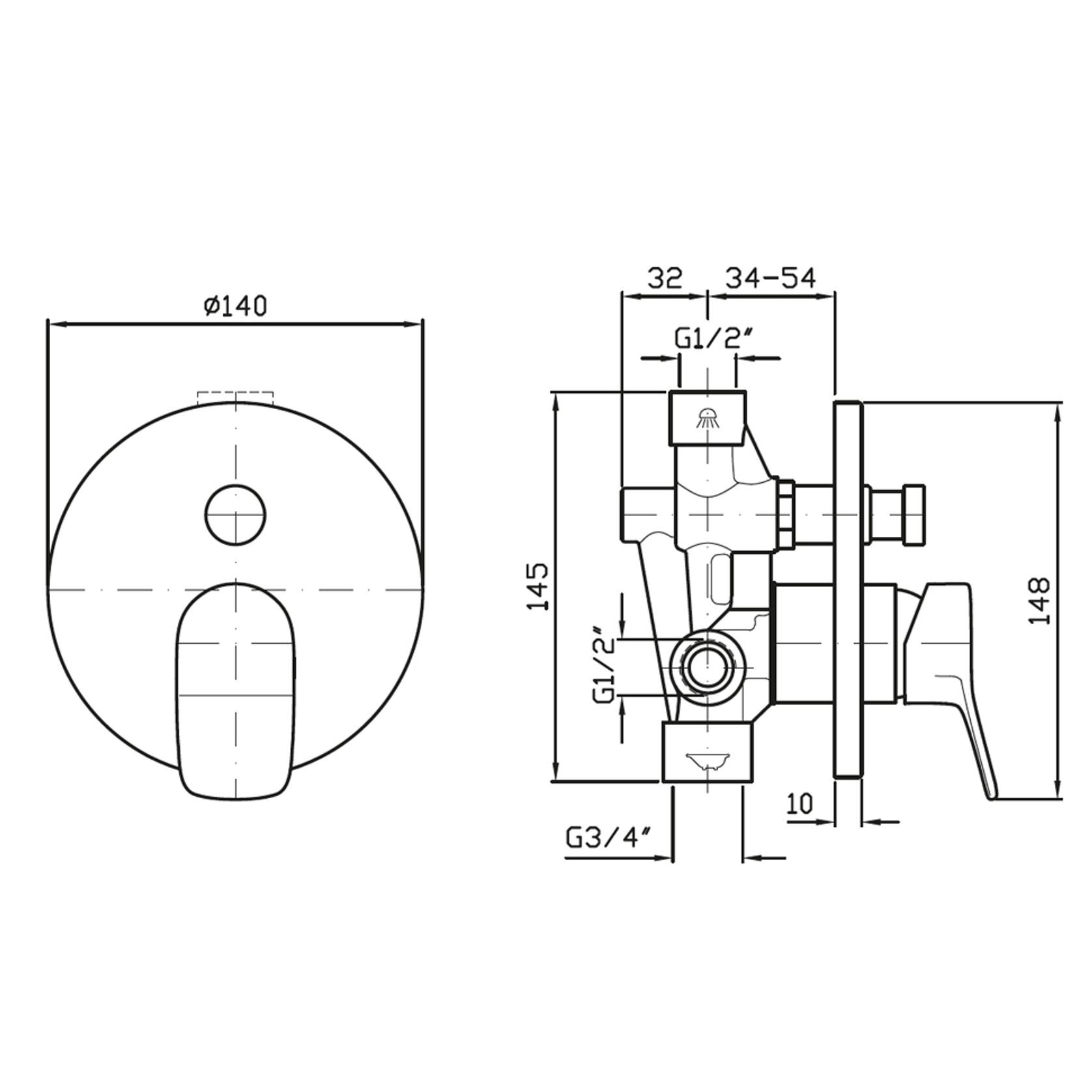 Brim Shower/Bath Diverter Trim Set gallery detail image